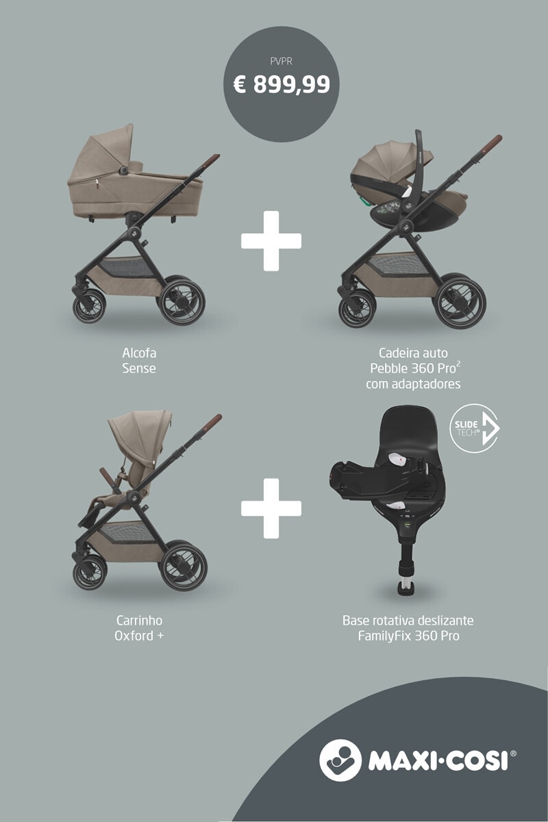 Na compra de 1 carrinho de passeio Oxford + cadeira Auto Pebble 360 Pro  + Adaptadores  + base 360 pro Family, oferta da base