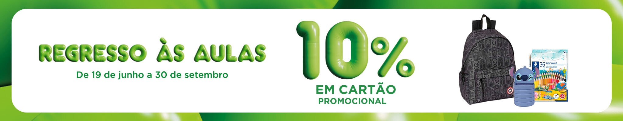 Regresso Às aulas 10% cartão promocional