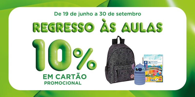 Regresso Às aulas 10% cartão promocional