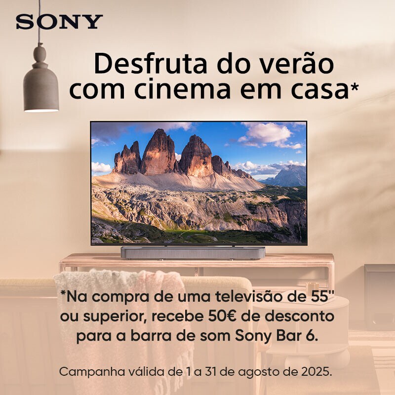 Campanha Sony - Na compra de uma TV em conjunto com uma barra de som, receba 50€ de desconto