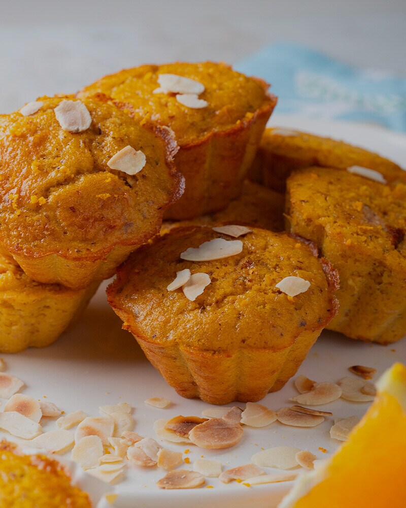 Queques de Laranja, Cenoura e Amêndoa