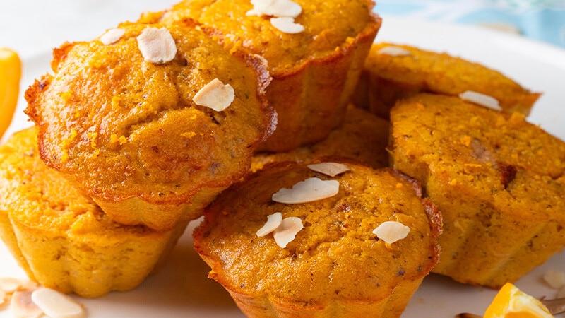 Queques de Laranja, Cenoura e Amêndoa