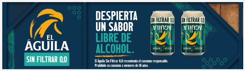 HOY DE REGALO 2 LATAS EL AGUILA cerveza rubia especial sin flitrar 0,0, 33 cl Por compras superiores a 15€ en selección de snacks, aperitivos, frutos secos y pizzas