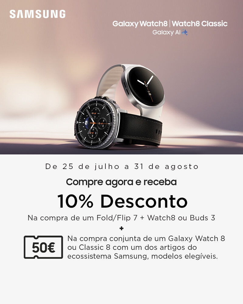 Campanha Compra Samsung Galaxy Watch Series 8 - 50€ de Desconto