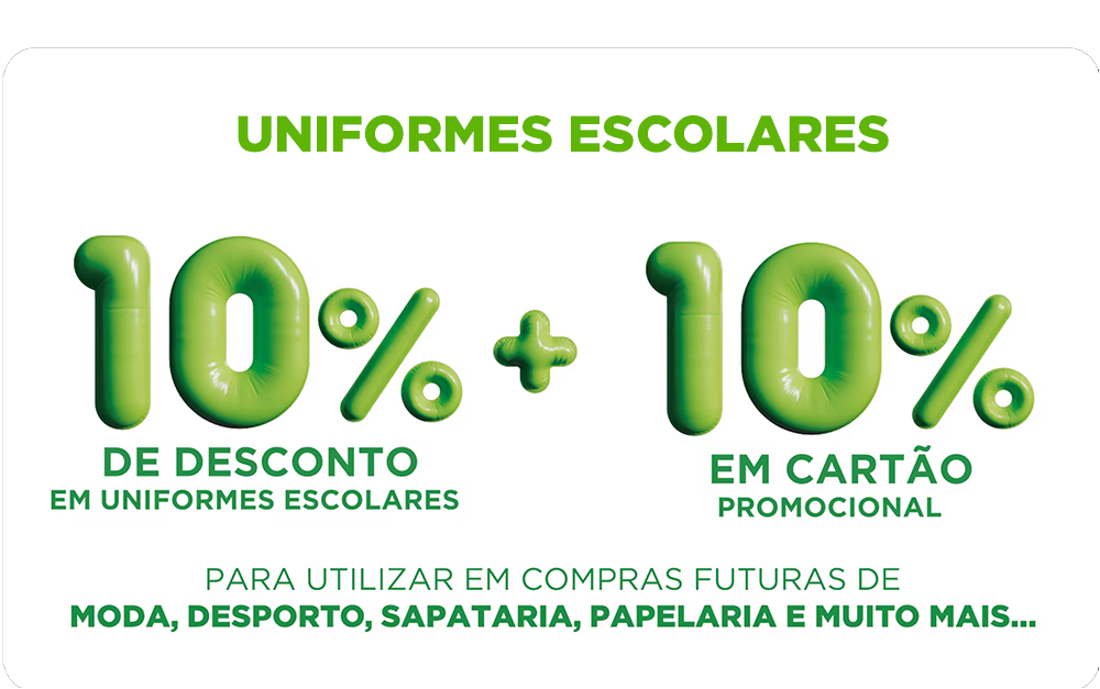 Regresso às Aulas - 10% em cartão - Uniformes Escolares