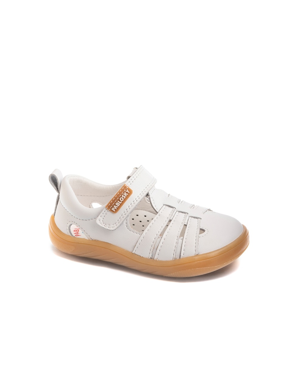 Imagem 0 de Sandálias Fechadas de Pele em Branco