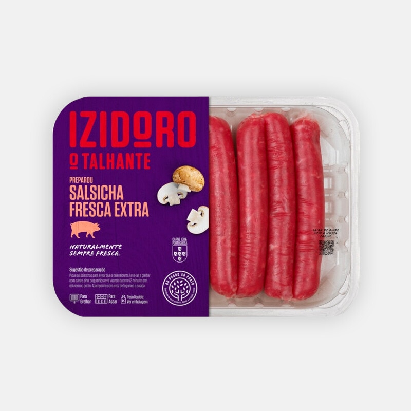 Izidoro o Talhante Salsichas Frescas Extra de Porco embalagem 500 g
