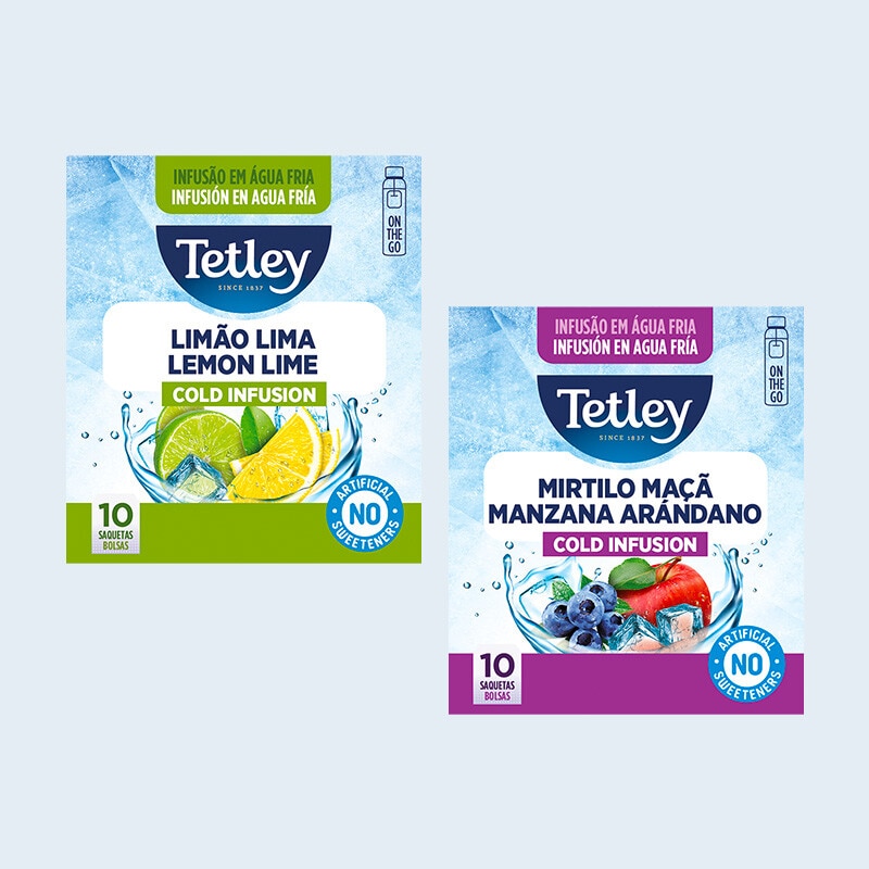 Exclusivo online, oferta Tetley Cold Limão e Lima e Mirtilo e Maçã em compras superiores a 50€ de 8 a 14 de agosto