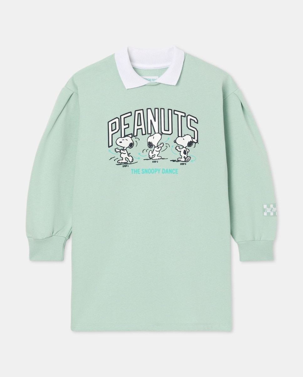 Imagem 0 de Vestido de Felpa com Colarinho de Polo e Estampado Snoopy