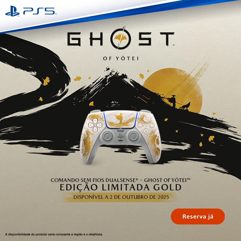 Comando Sem Fios DualSense – Ghost of Yotei Edição Limitada Gold