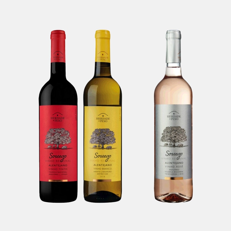 Exclusivo Online, oferta Sossego Vinho Rosé 75 cl na compra de 2 garrafas 75 cl de vinho branco ou tinto Sossego assinaladas - 19 de setembro a 16 de outubro