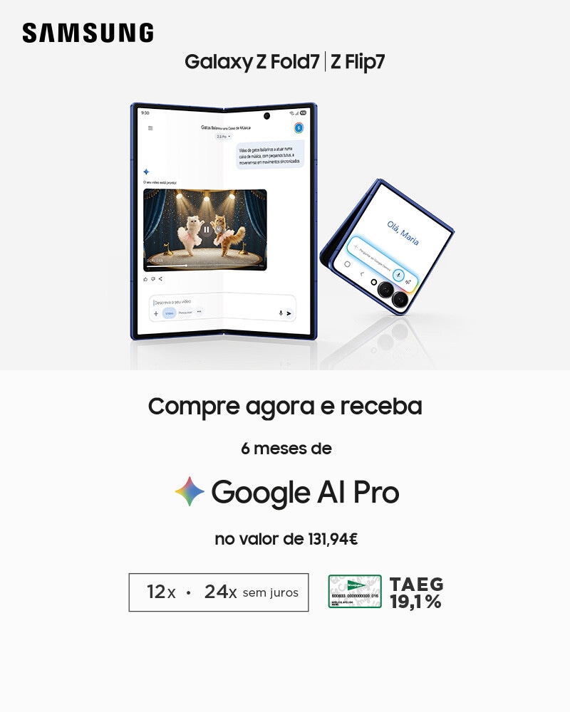 Campanha Samsung Galaxy Z Flip e Fold7 - 6 meses oferta Google AI Pro