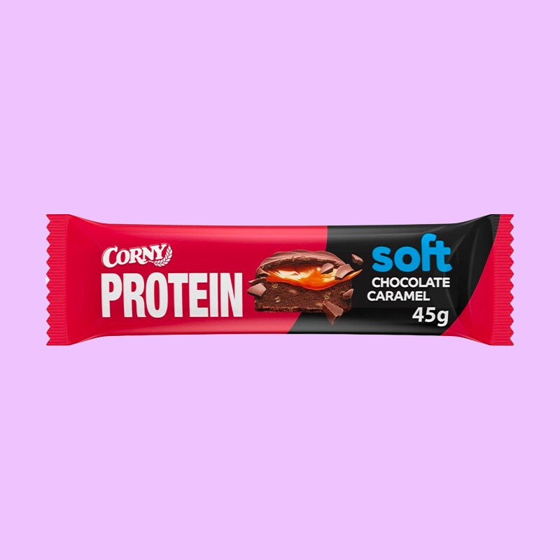 Corny - Oferta de Barra Proteína Chocolate Caramelo Soft na compra de 5€ em produtos Corny assinalados. - 19 de setembro a 02 de outubro