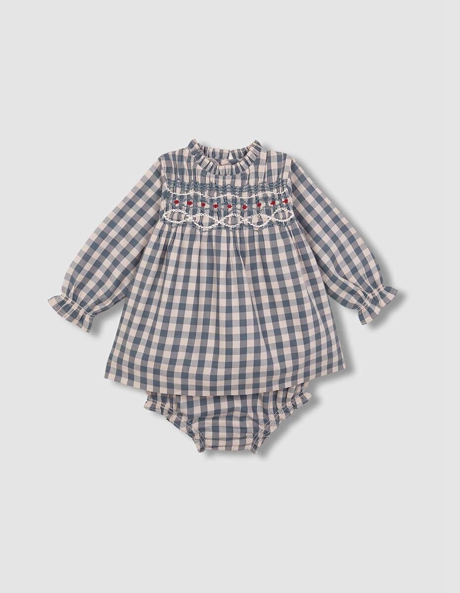 Imagem 0 de Vestido para Bebé Aos Quadrados com Bordado