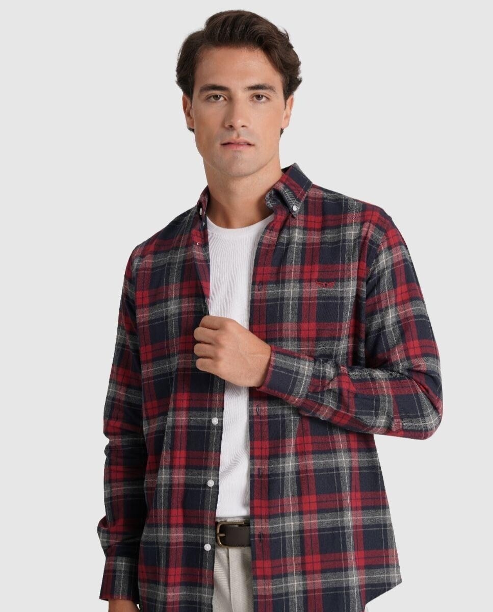 Imagem 0 de Camisa de Manga Comprida 100% Algodão aos Quadrados