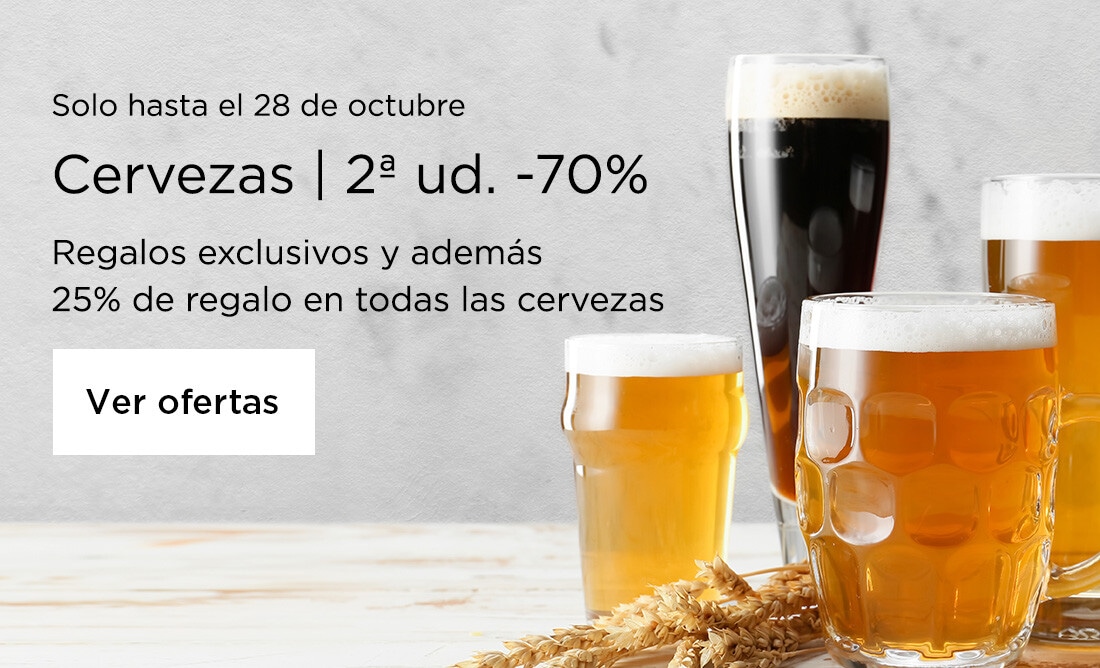 Cervezas | 2ª unidad -70% y regalos exclusivos