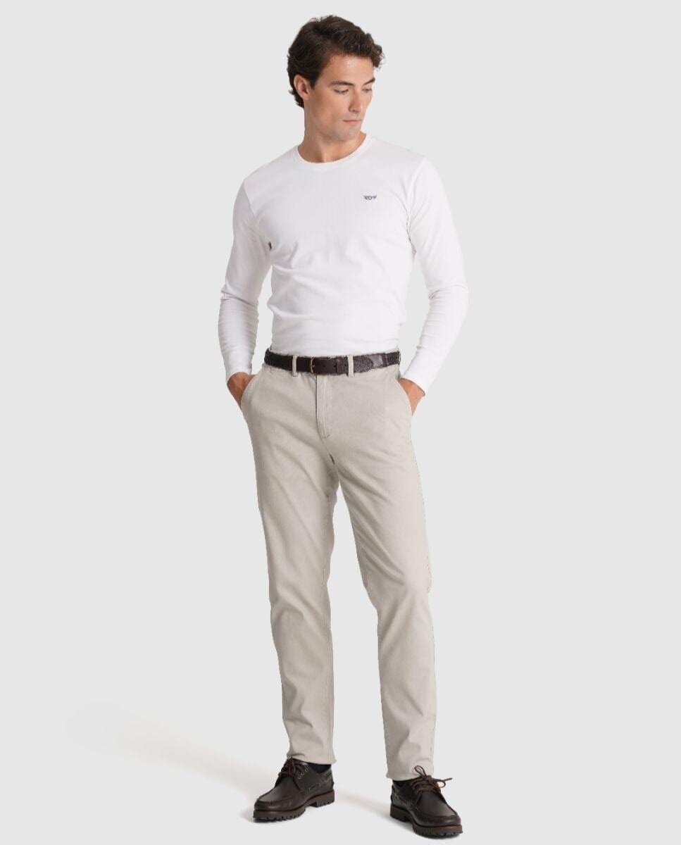 Imagem 0 de Calças Chino de Corte Slim em Creme