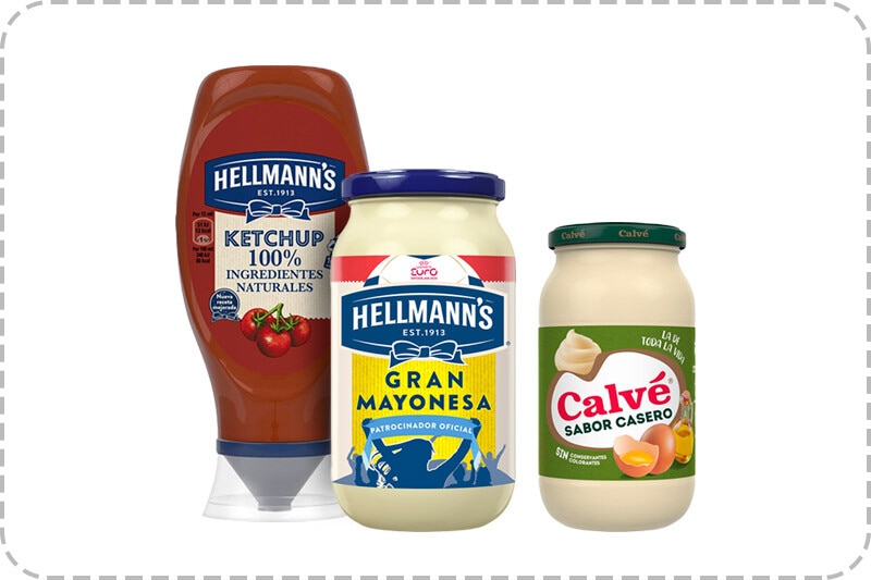 3€ de descuento por compra superior de 10€ en selección Hellmann&#39;s, Calvé y Ligeresa. Introduce DTOSALSAS. Exclusivo online