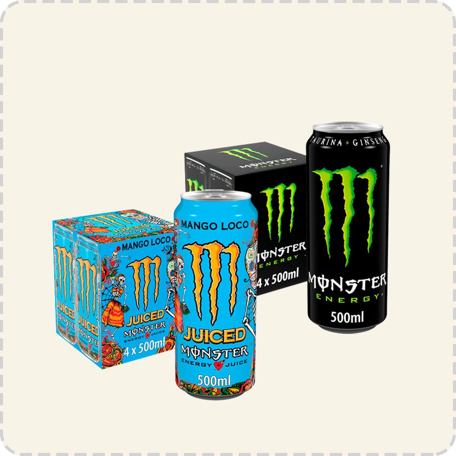 Lleva 3 packs de Monster del mismo sabor por 15€. La lata sale a 1,25€. Introduce cupón MONSTERDTO. Exclusivo Online.
