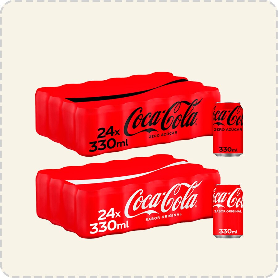 Lleva 2 packs de Coca-Cola del mismo sabor por 36€. La lata sale a 0,75€. Introduce cupón COCACOLADTO. Exclusivo Online. Solo un cupón por operación.