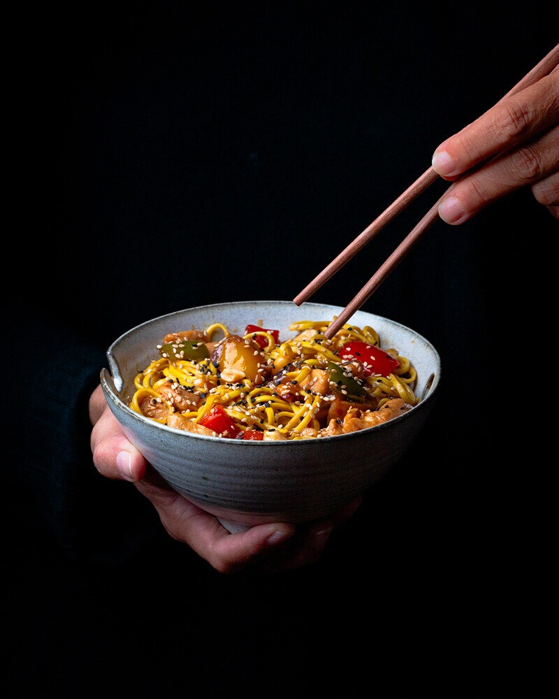 Frango Xadrez com Noodles