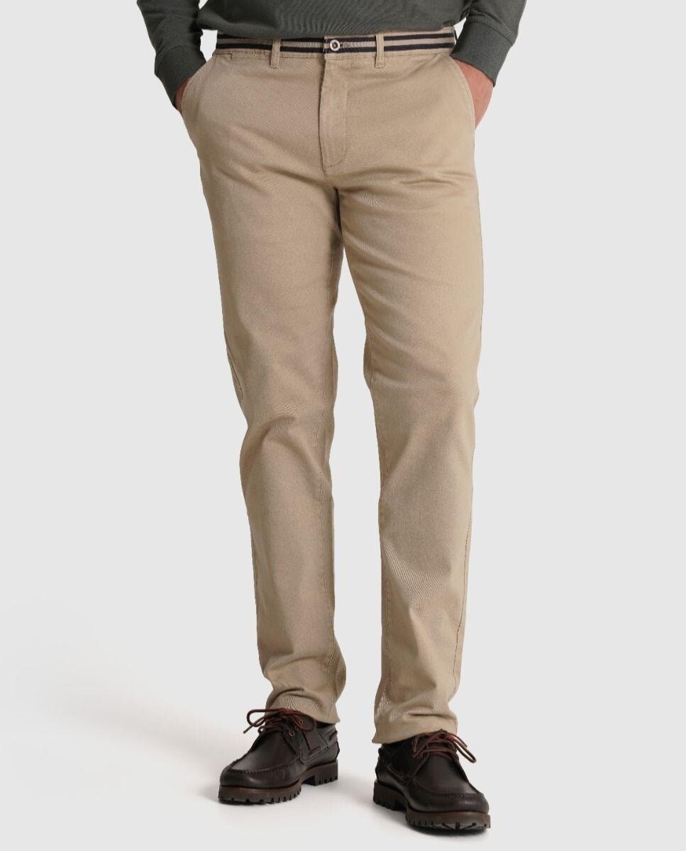 Imagem 0 de Calças Chino de Corte Slim em Bege