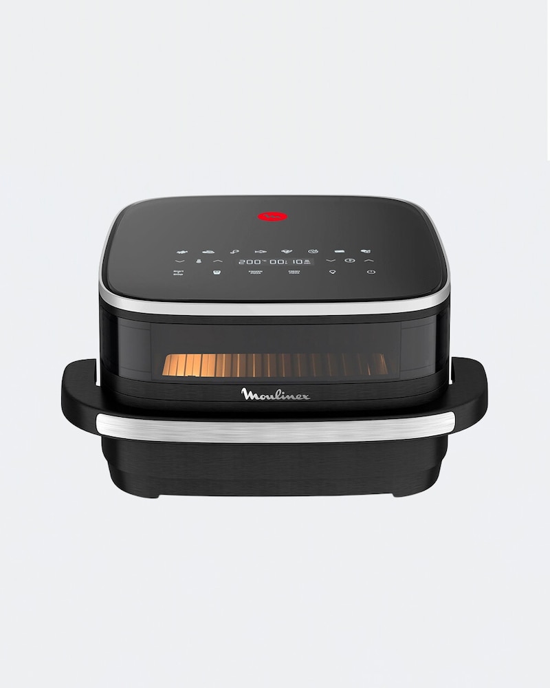 Freidora de aire Moulinex Surface Pizza, con diseño compacto y cesta ancha