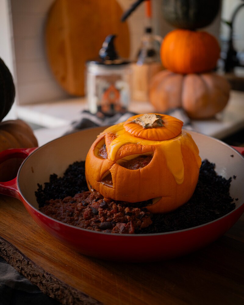 Abóbora recheada de Halloween