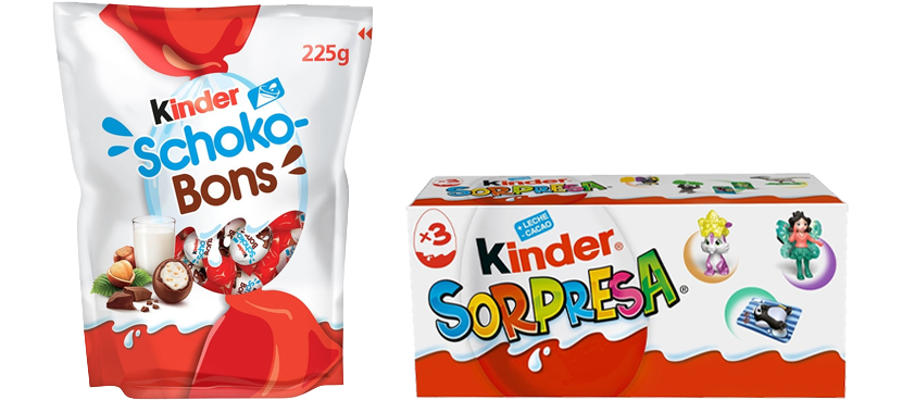 KINDER Chocolatinas distintos formatos y varieades