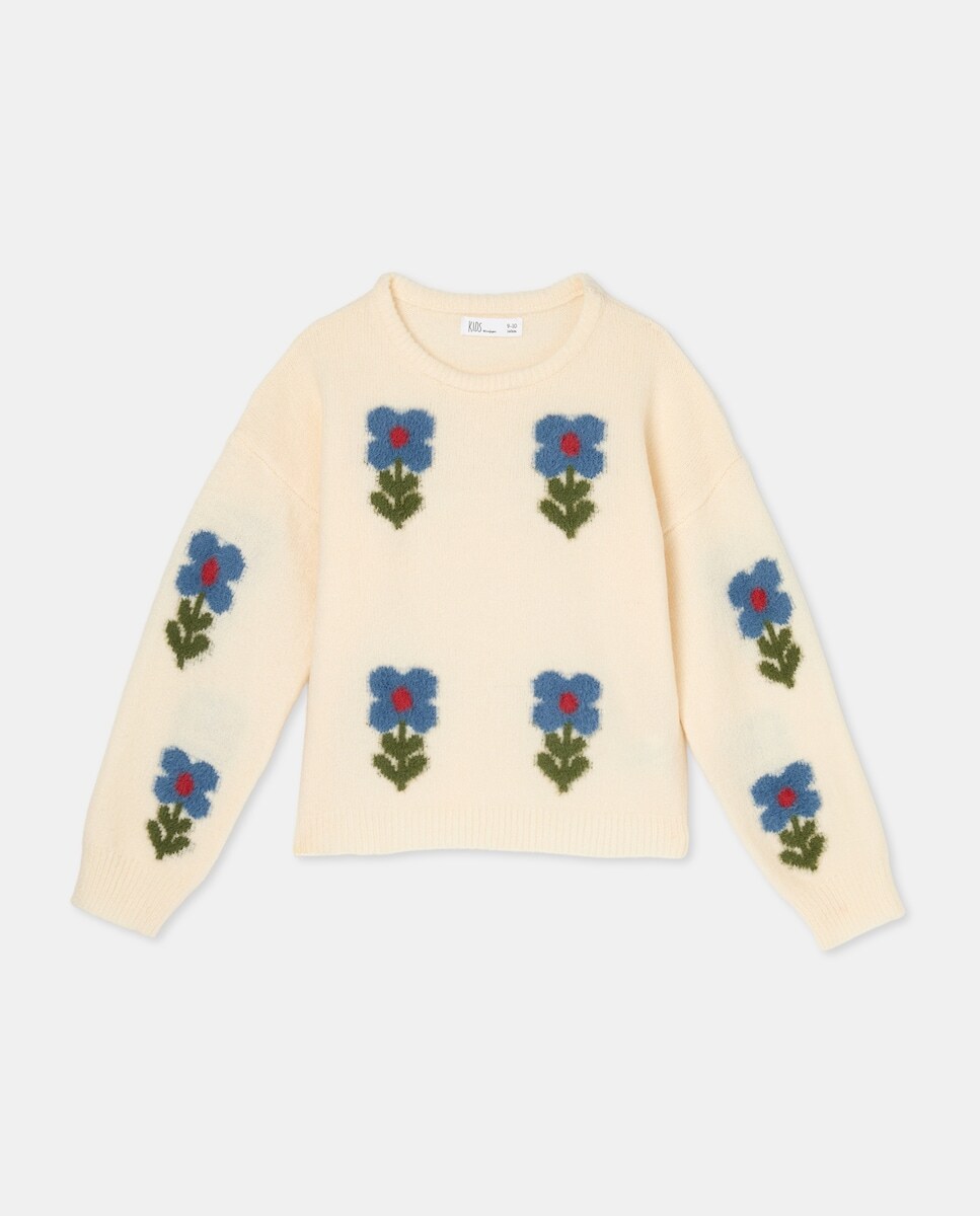 Imagem 0 de Camisola de Malha com Intársia e All Over Print de Fantasia com Pelo