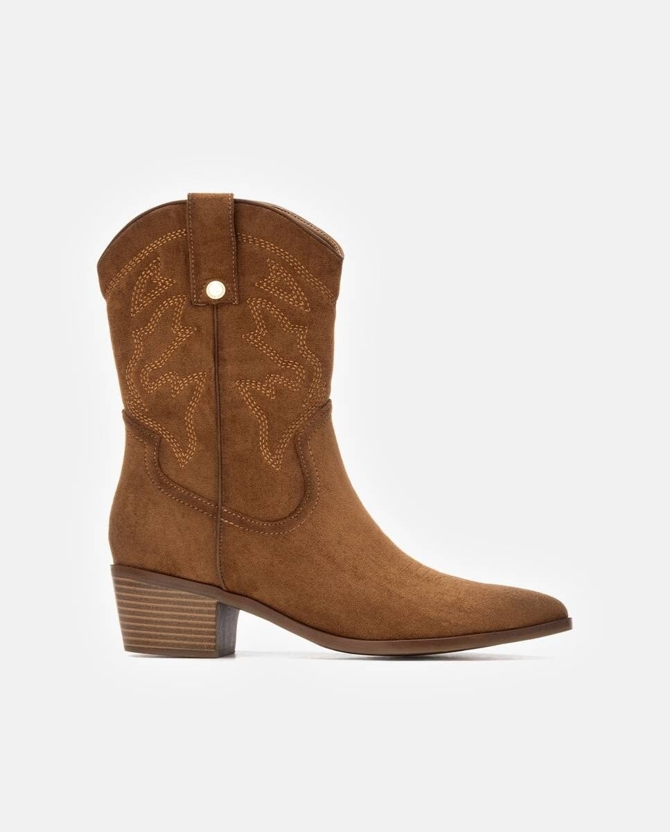 Imagem 0 de Botins Estilo Cowboy com Fecho Zip Lateral