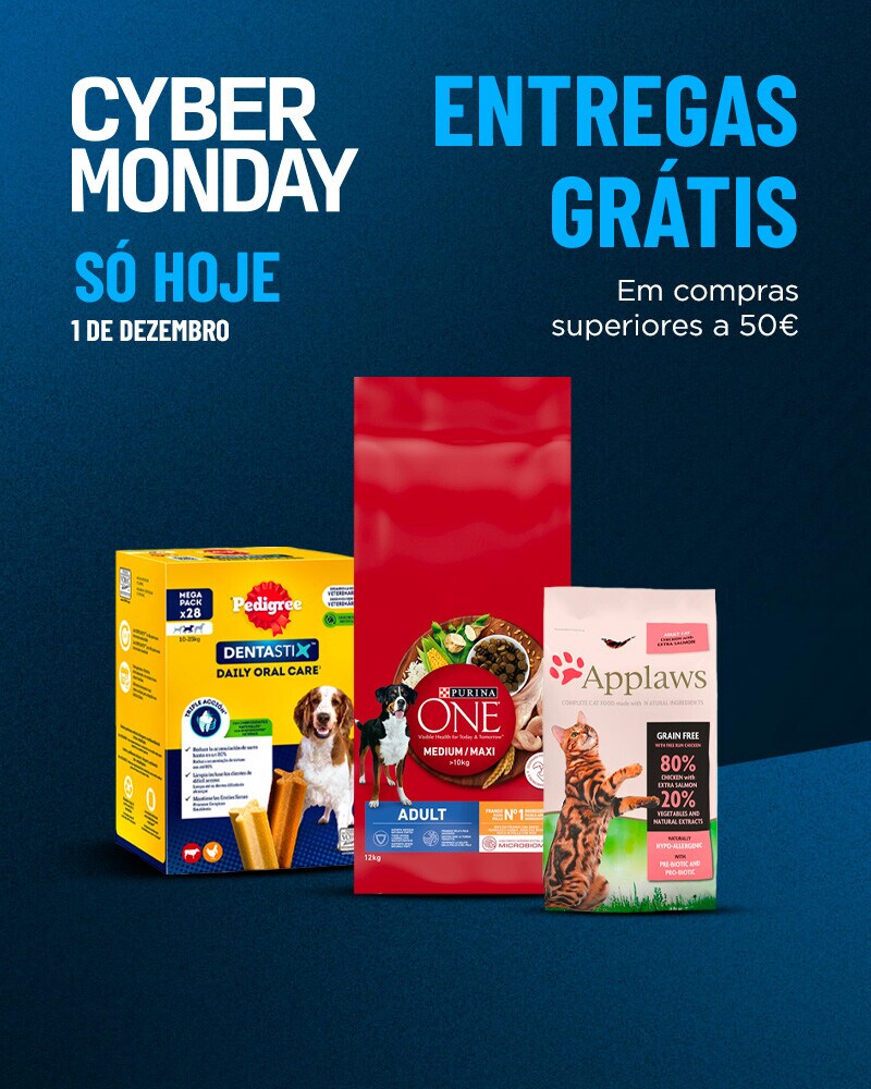 Só hoje 1 de dezembro Cyber Monday - Entregas Grátis em compras superiores a 50 €