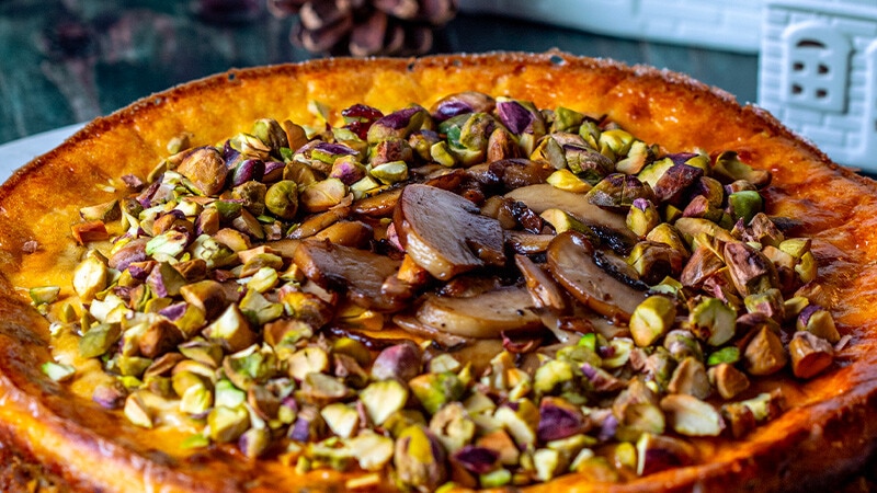 Cheesecake de Pistácio e Cogumelos