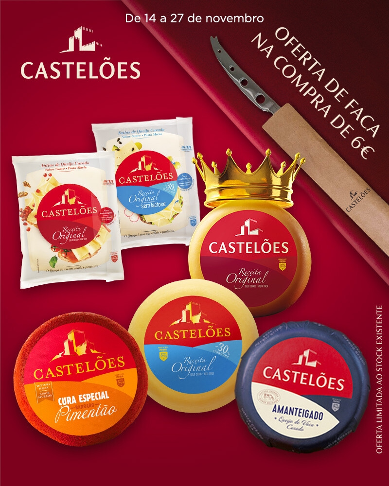 Exclusivo Online, oferta Castelões Faca na compra de 6€ em produtos Castelões assinalados, iguais ou combinados - 14 a 27 de novembro