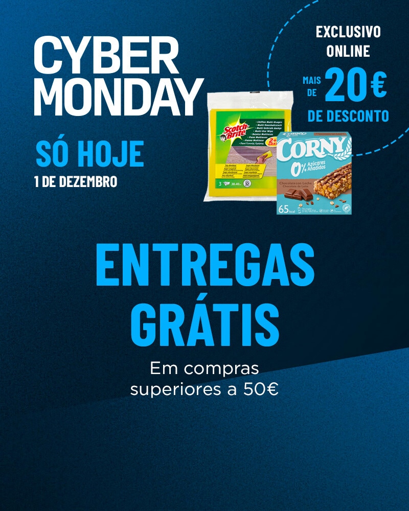Só hoje 1 de dezembro Cyber Monday - Entregas Grátis em compras superiores a 50 € + Exclusivo Online mais de 20€ de desconto