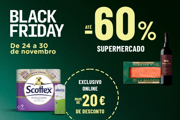 Black Friday até -60% + Exclusivo Online mais de 20€ de desconto de 24 a 30 de novembro