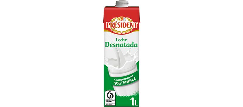 PRESIDENT Leche desnatada brIk 1 l
