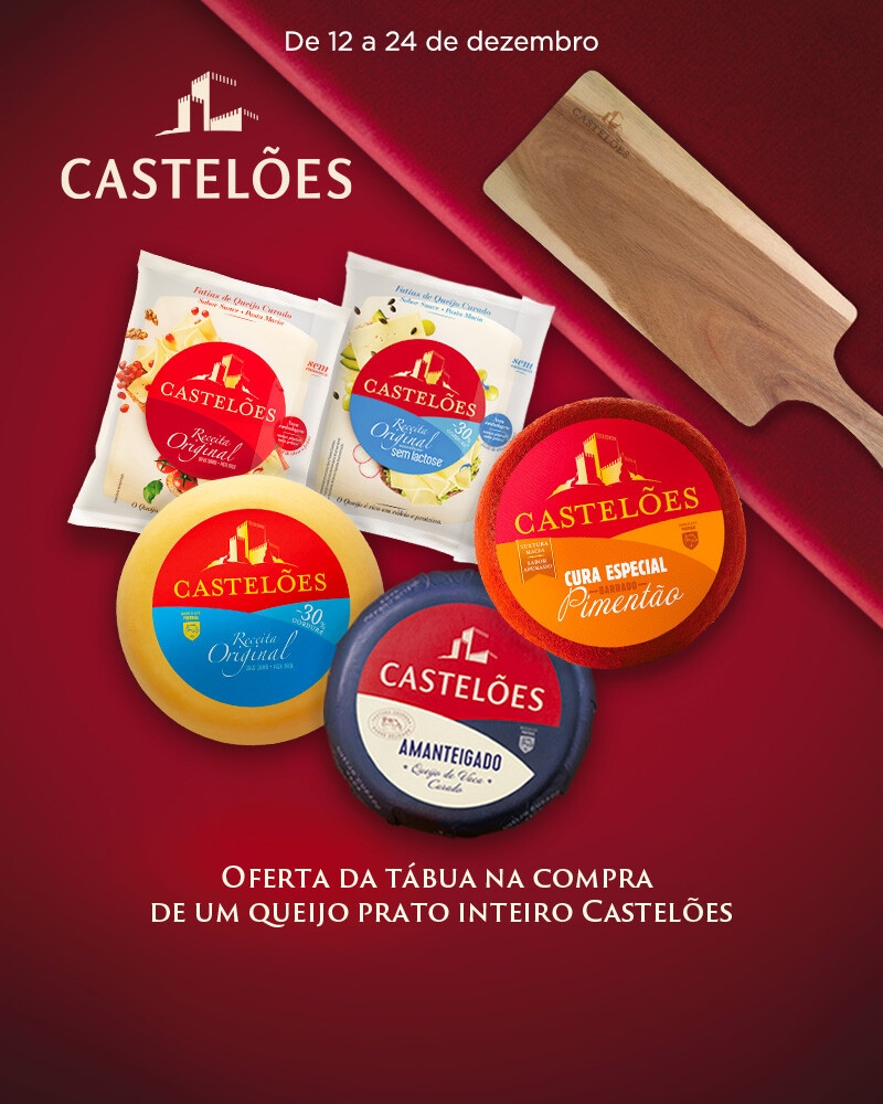 Exclusivo Online, oferta de Tábua na compra de Castelões Queijo Prato Inteiro - 12 a 24 de dezembro