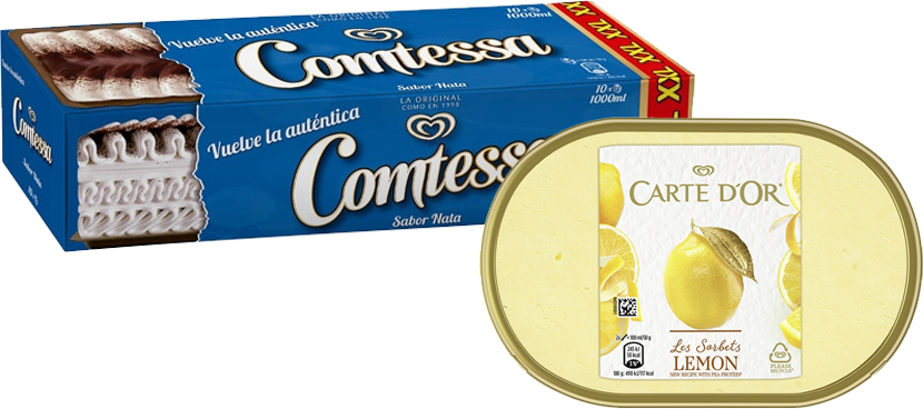 Sorbetes y tartas heladas distintas variedades y formatos