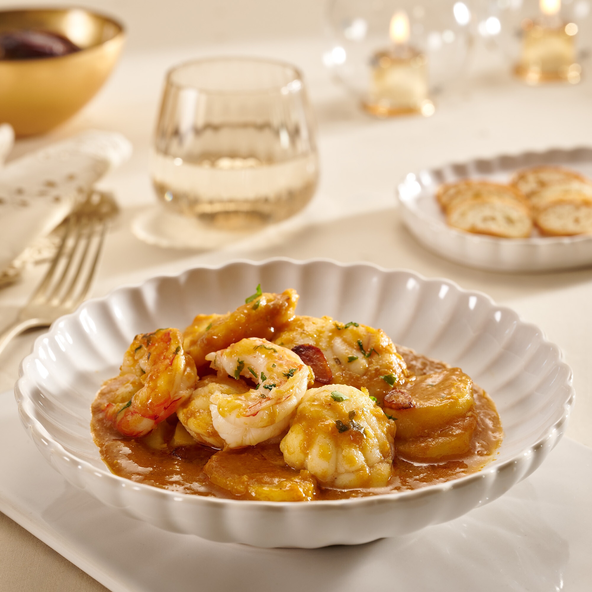 Caldereta de rape con gambones cocimar