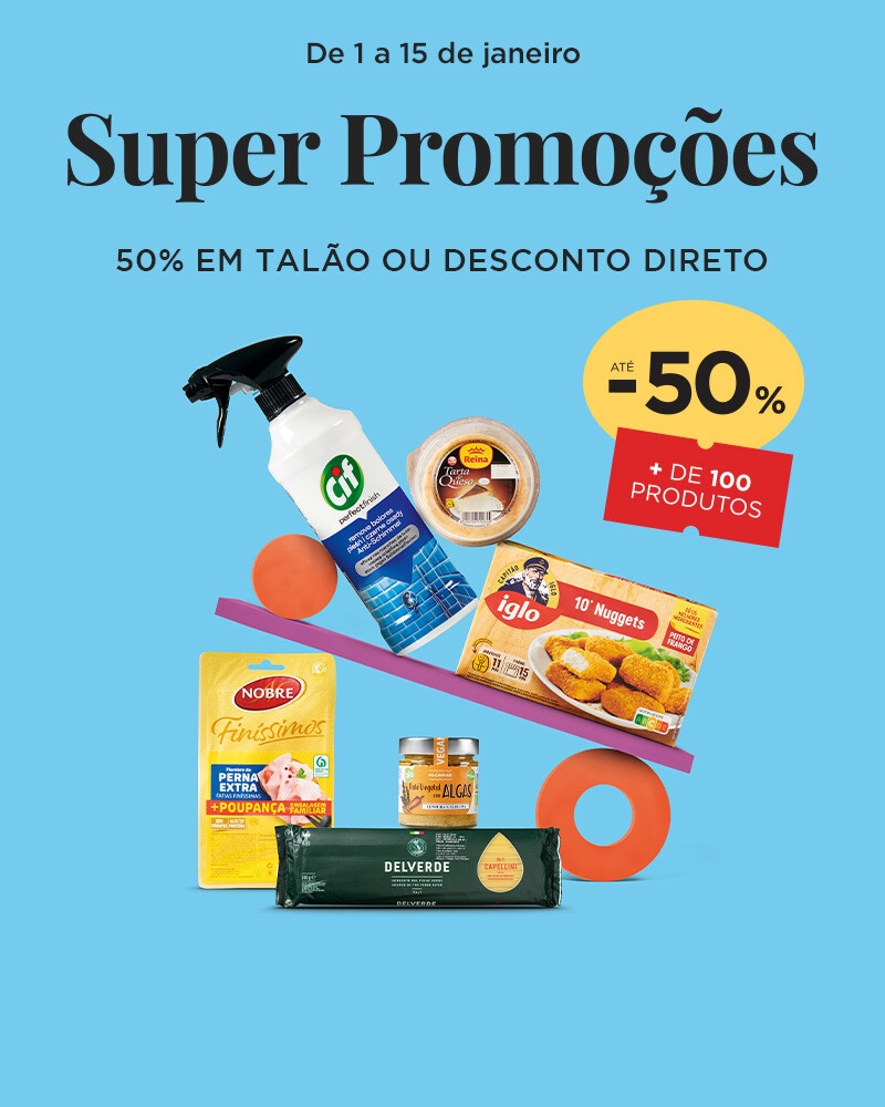 50% em Talão ou Descontos Diretos