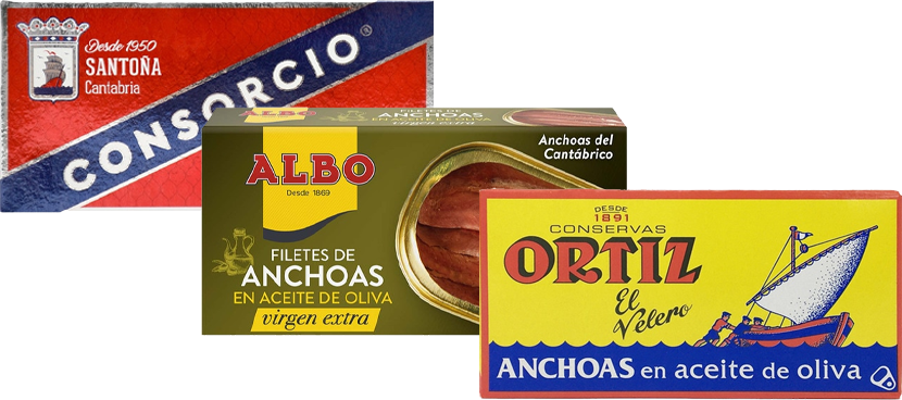 Selección de marcas de anchoas