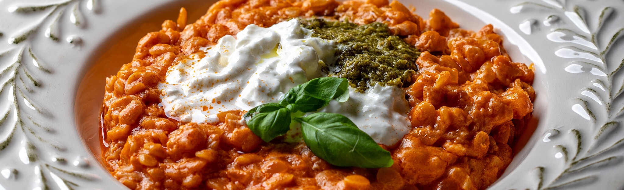 Risonni de Tomate, Burrata e Pesto