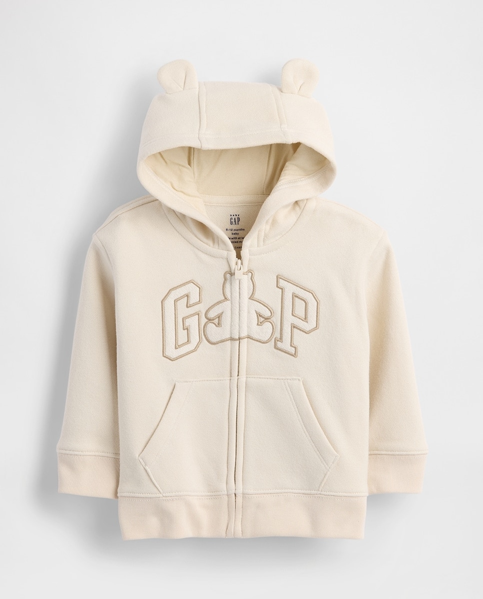 Imagem 0 de Sweatshirt de Bebé com Fecho de Correr, Logótipo e Capuz com Orelhas de Urso Vintage Suave