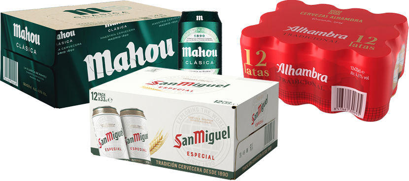 Cerveza rubia distintas variedades, pack 12x33 cl