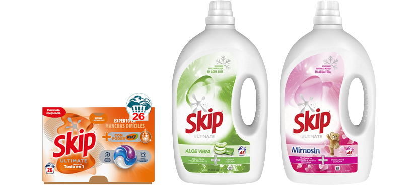 SKIP Detergente líquido y cápsulas