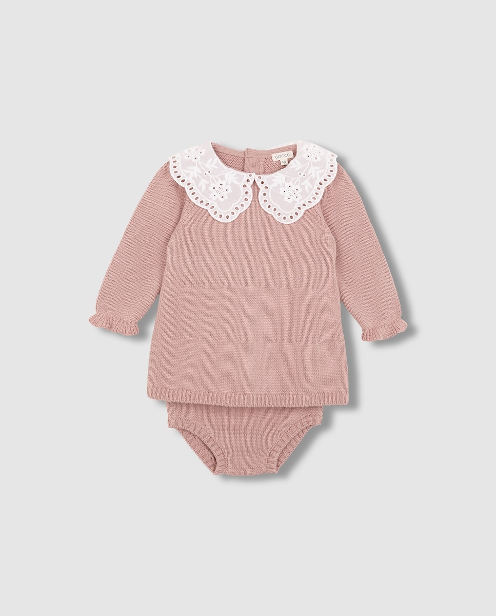 Imagem 0 de Vestido para Bebé de Malha com Gola Folho