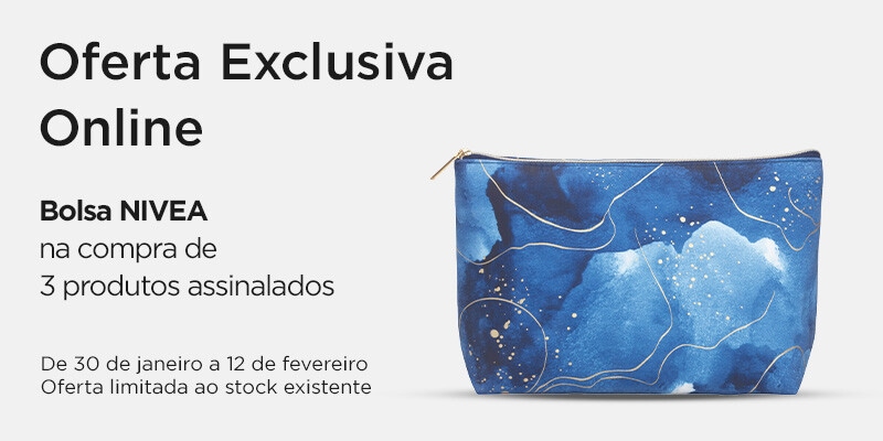 Exclusivo Online, oferta Bolsa Nivea na compra de 3 unidades Nivea, assinaladas - 30 de janeiro a 12 de fevereiro