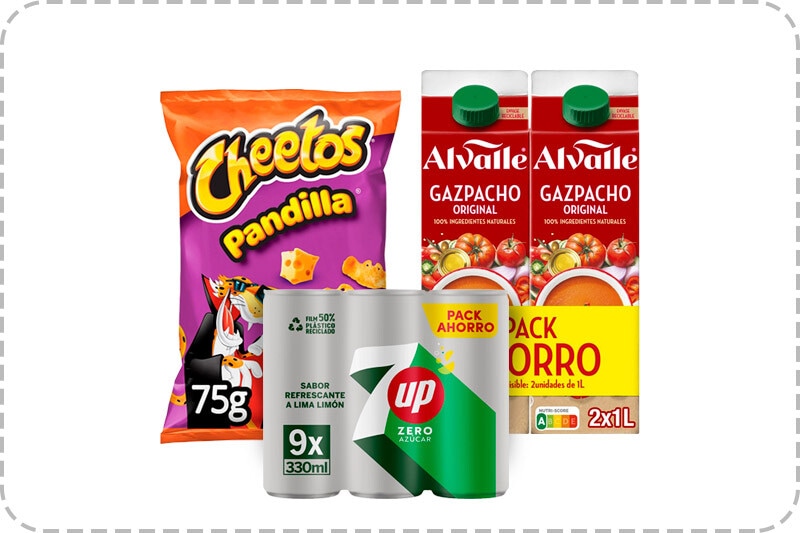 5€ de descuento por compra superior a 15€ en selección de snacks, bebidas y Alvalle. Introduce cupón PEPSICODTO al finalizar tu pedido. Exclusivo Online.