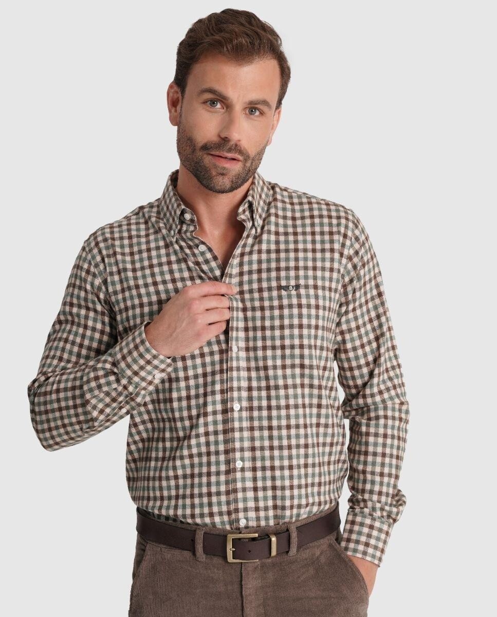 Imagem 0 de Camisa de Manga Comprida 100% Algodão aos Quadrados